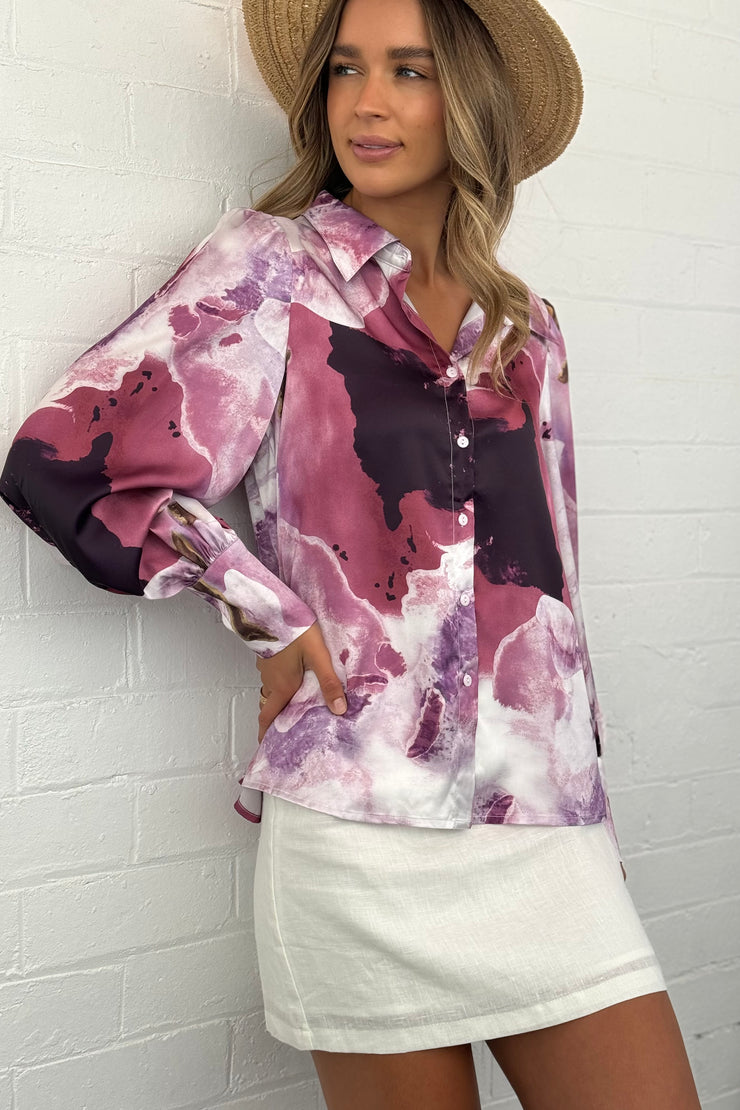 Stella Long Sleeve Purple Print Shirt