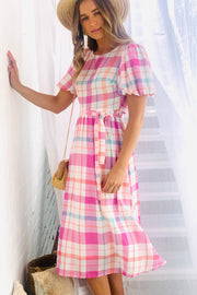 Charlotte Print Midi dress In Pink Print