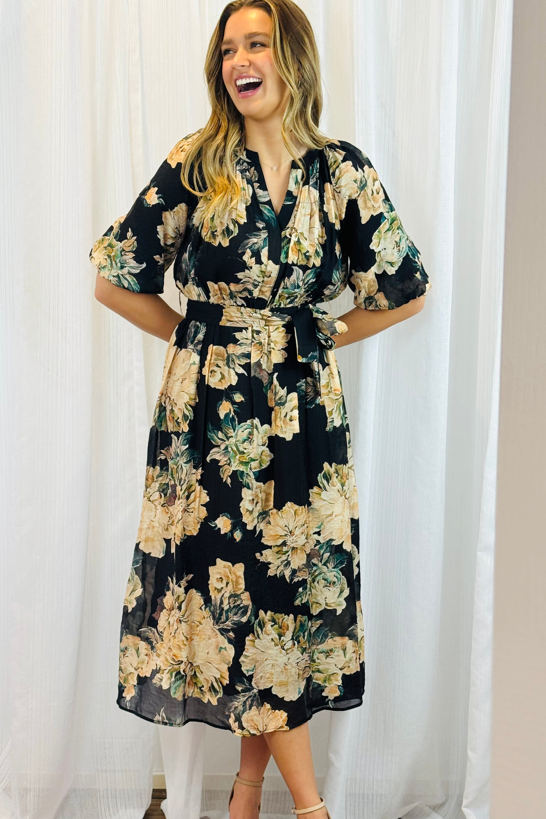 Stella Floral Print Midi Dress
