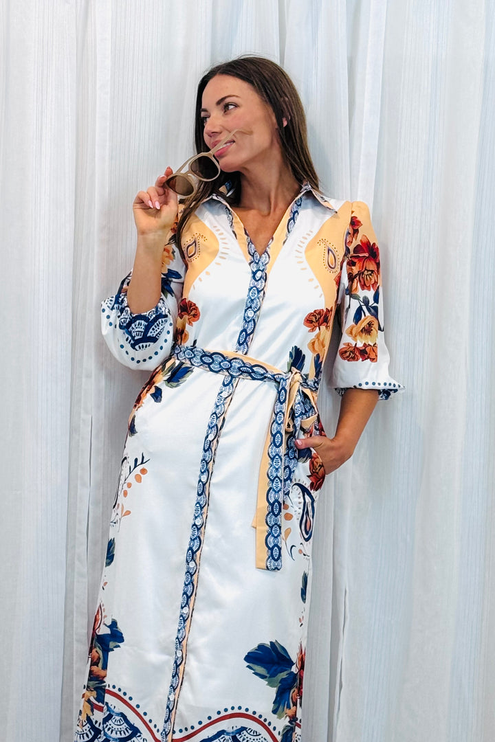 Gia Off White Multi Print Dress
