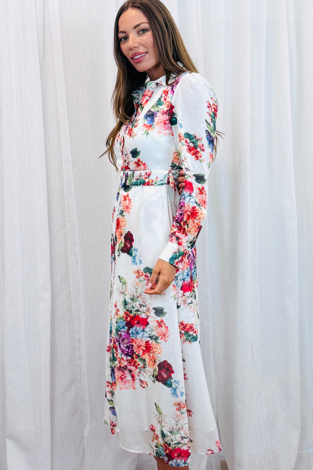 Electra Floral Midi Print Dress