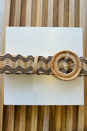 Ruby Woven Belt in Chocolate and Light Tan
