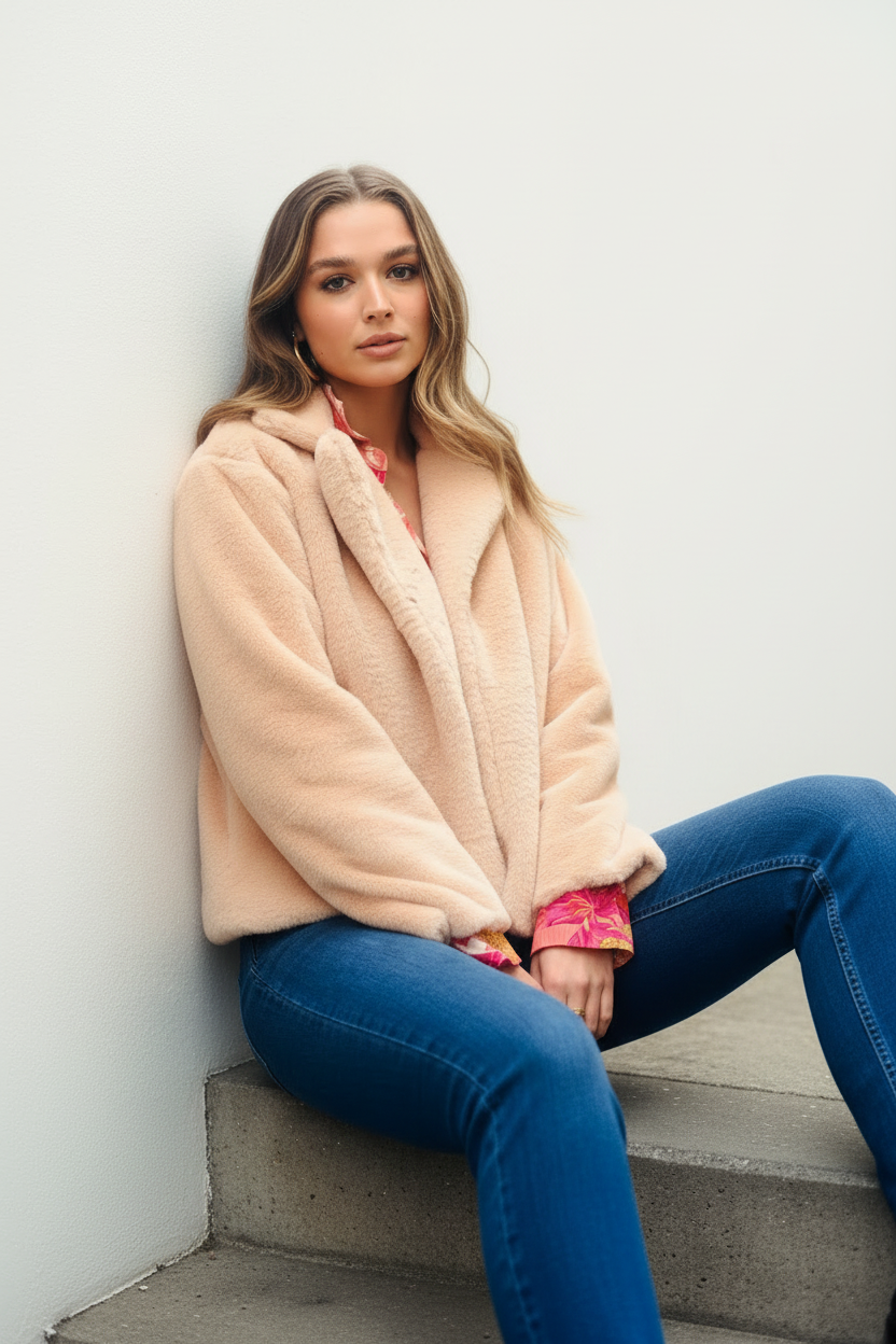 Kayla Faux Fur in Light Tan