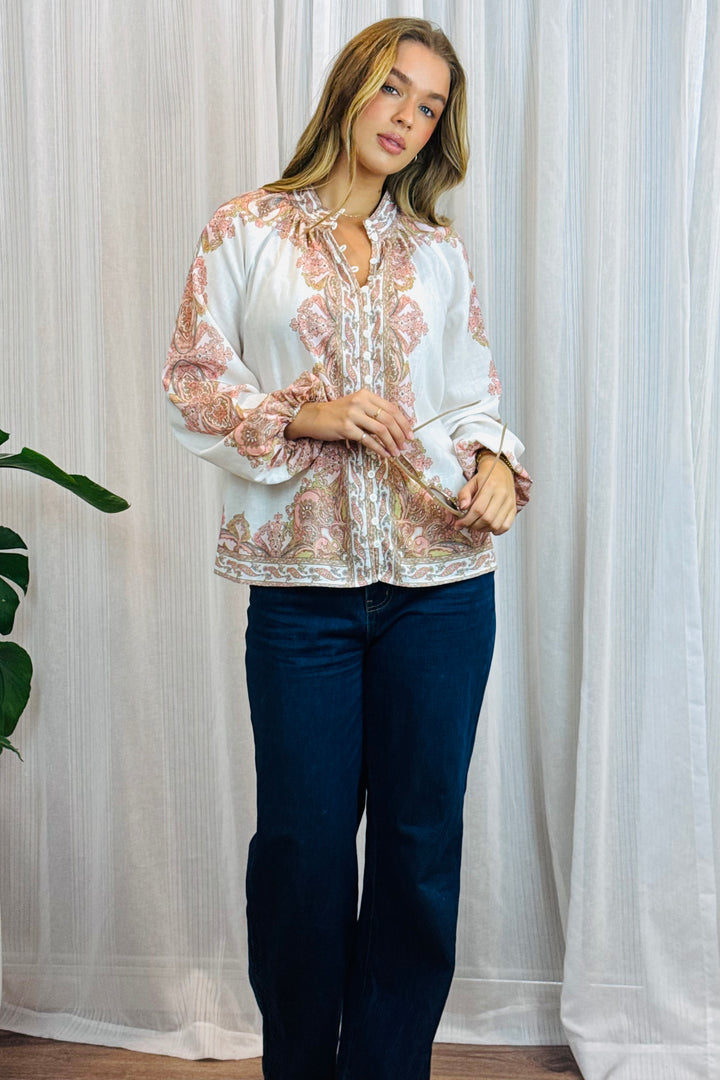 Penelope Embroidered Print Shirt