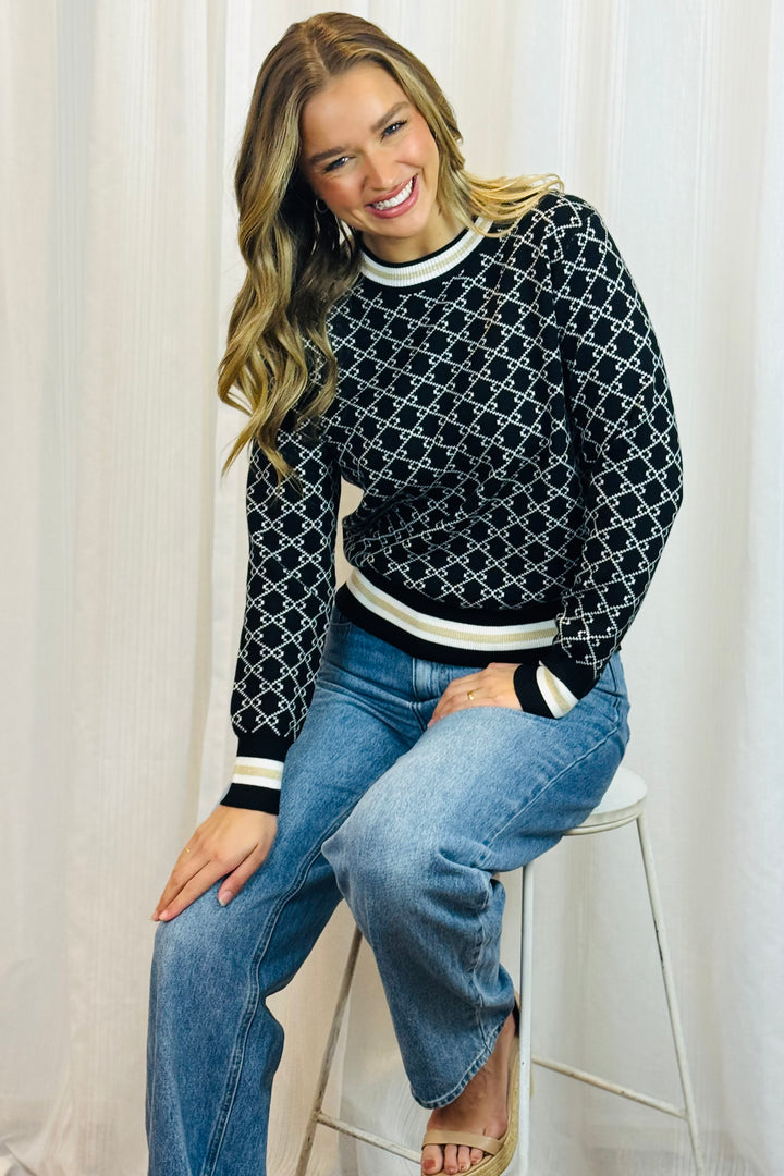 Gina Knit Top in Black Print