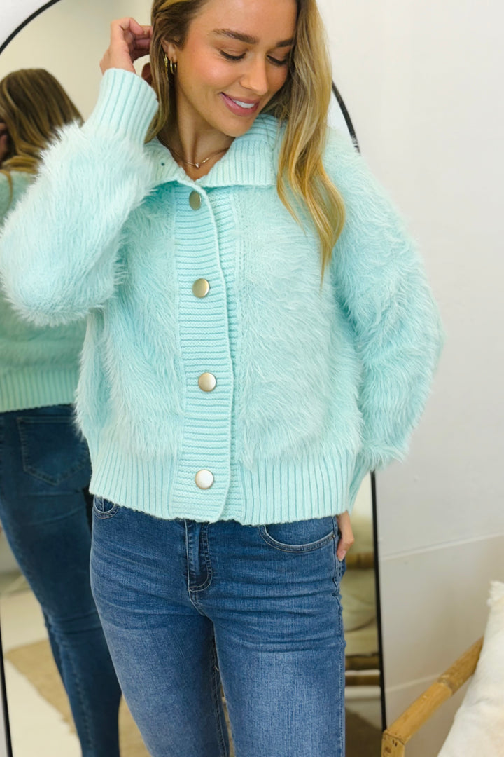 Erica Fluffy Cardi in Mint