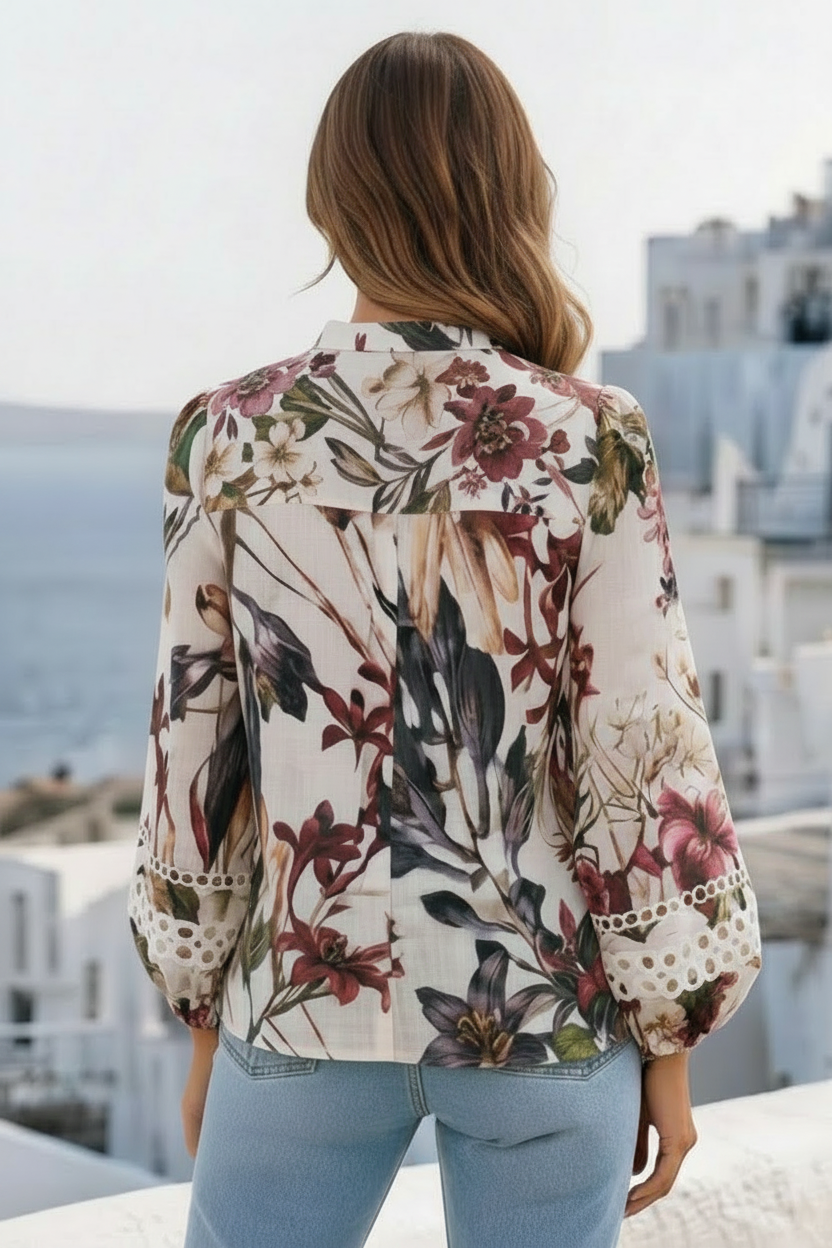 Evie Floral Shirt With Lace Detail