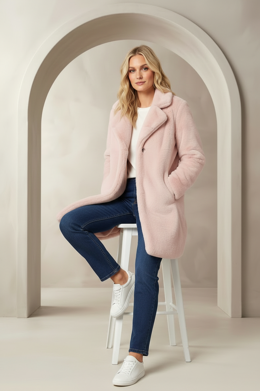 Bianca Faux Fur Jacket in Pink