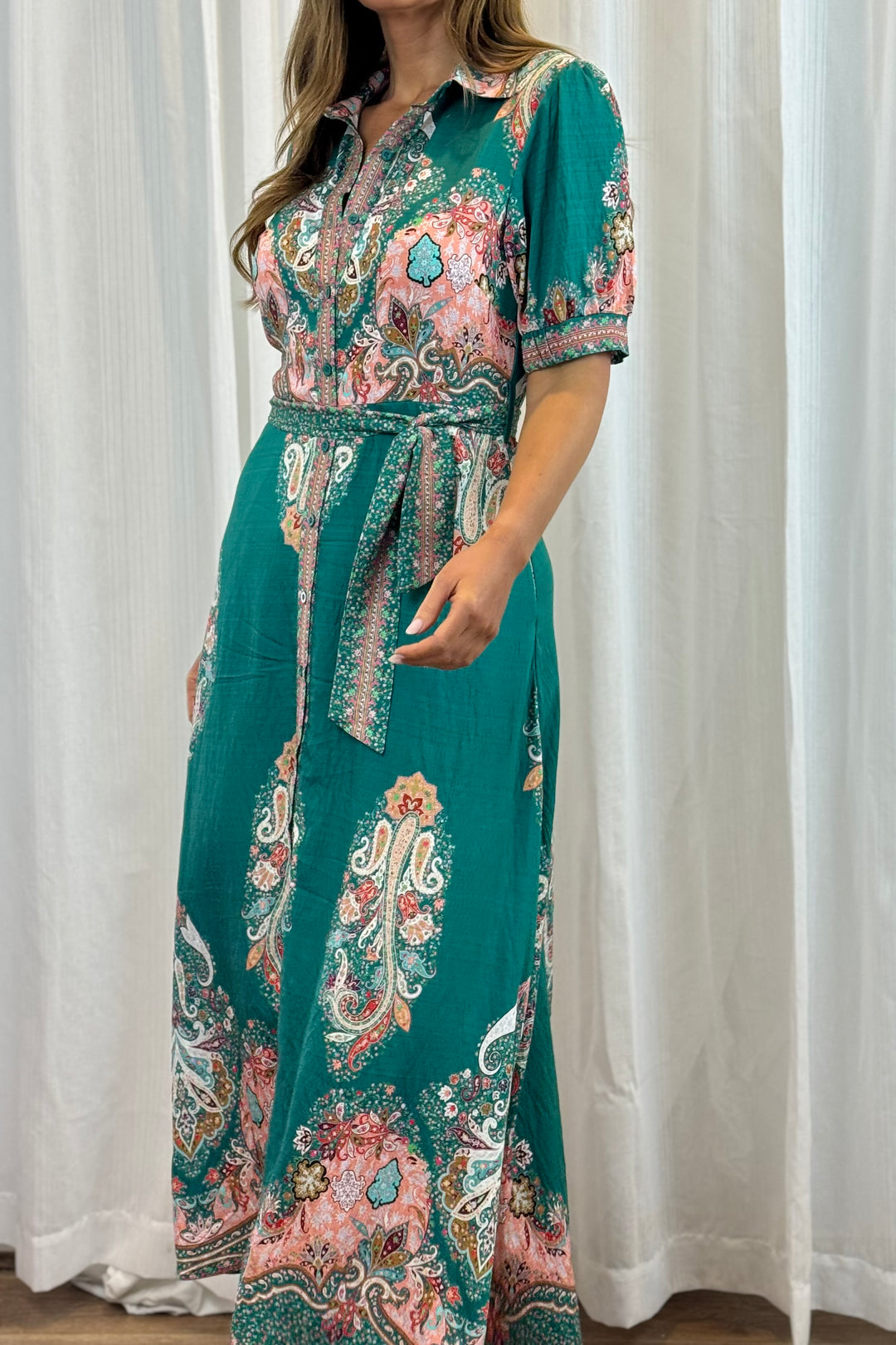 Gidget Short Sleeve Dress With Embroidered Print