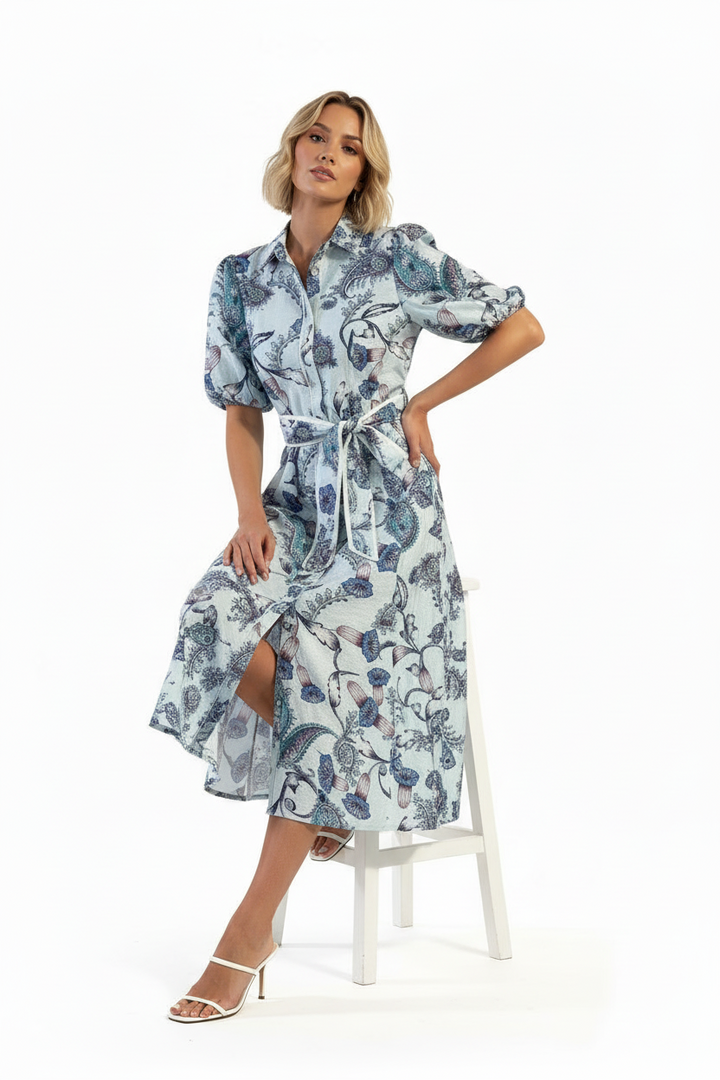 Leah Light Blue Paisley Dress