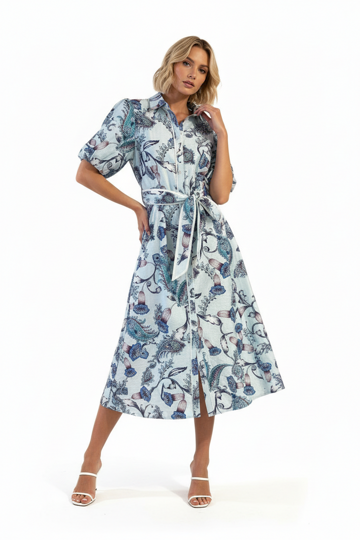 Leah Light Blue Paisley Dress