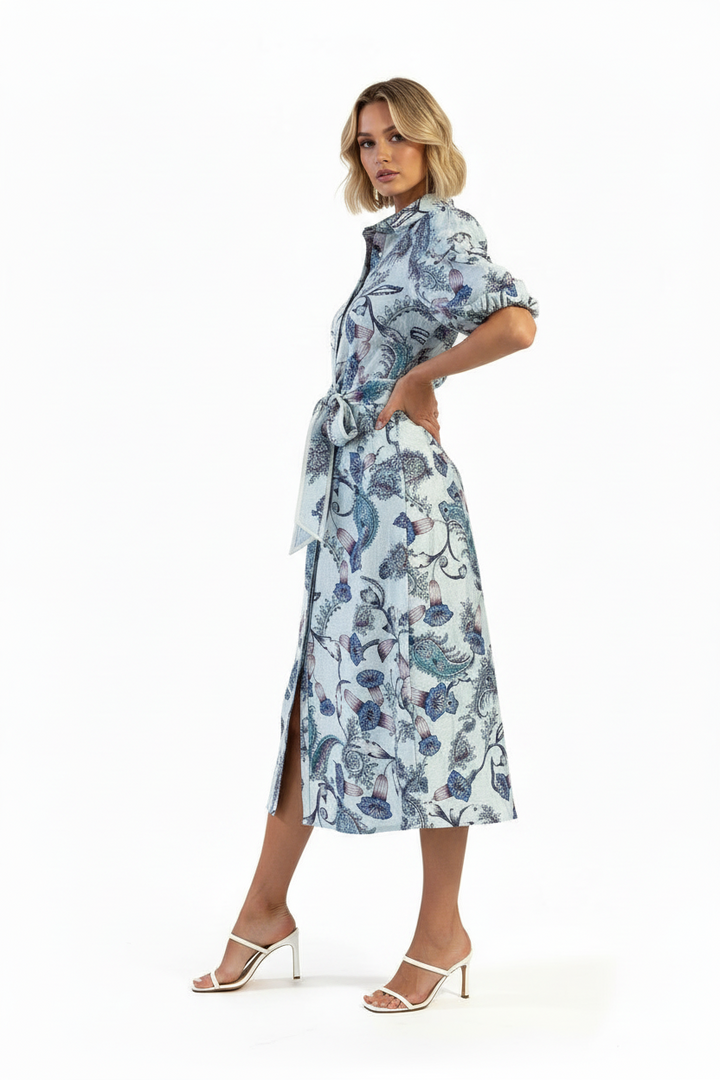 Leah Light Blue Paisley Dress