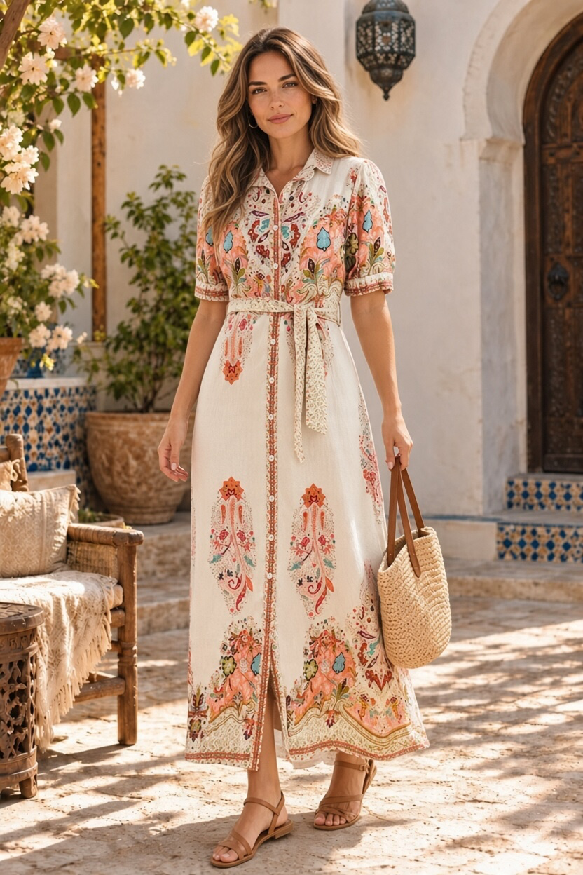 Gidget Embroidered Print Dress In Off White