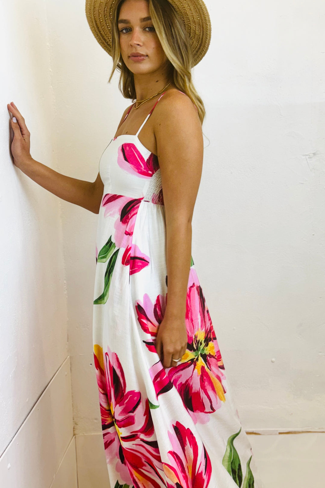 Carly White Floral Maxi