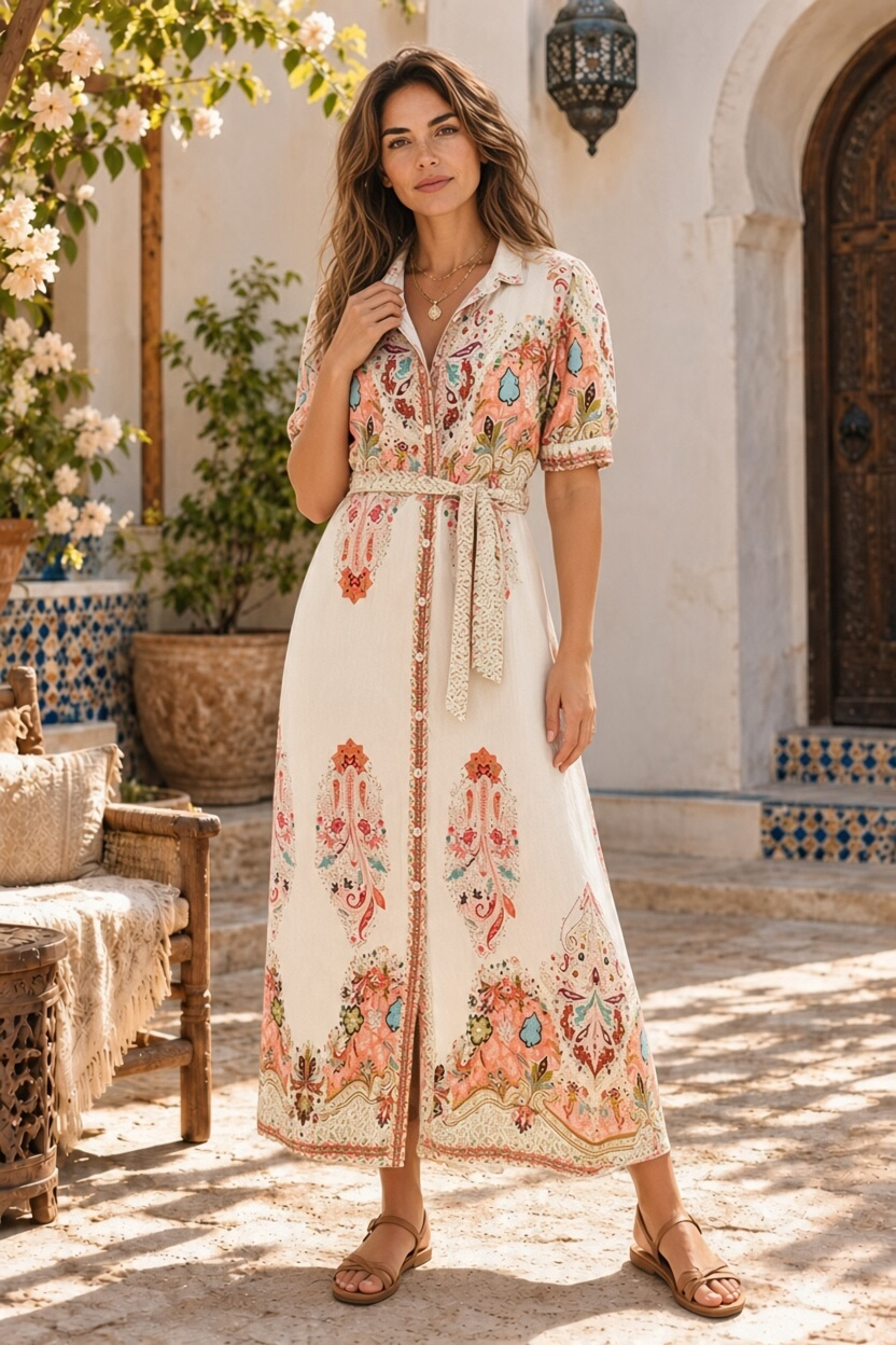 Gidget Embroidered Print Dress In Off White