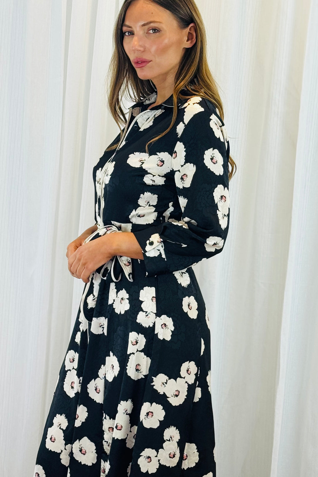 Bekka Black Floral Shirt Dress