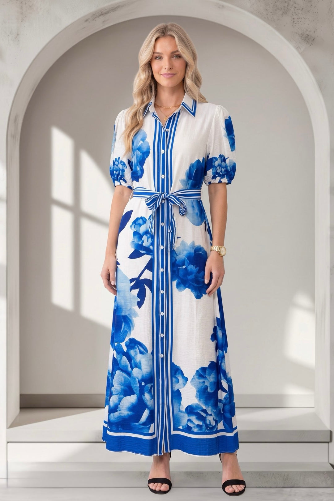 Natalia Dress In Blue Print