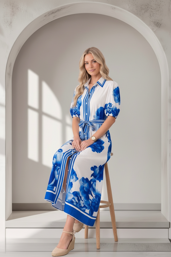 Natalia Dress In Blue Print