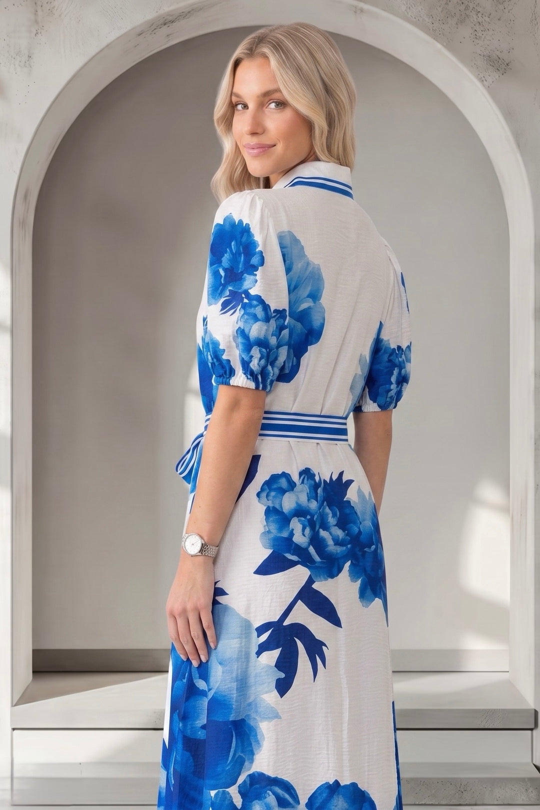 Natalia Dress In Blue Print