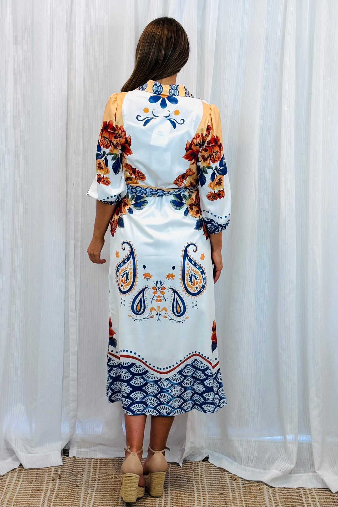 Gia Off White Multi Print Dress