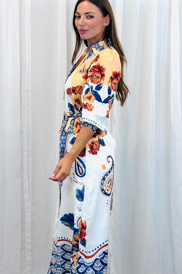 Gia Off White Multi Print Dress