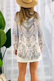 Eva Detailed Long Sleeve Top in White with Beads