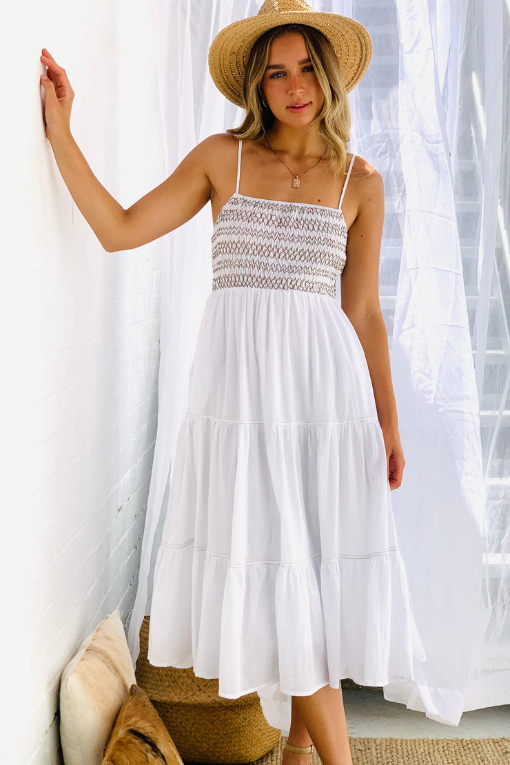 Paris Midi Dress in White