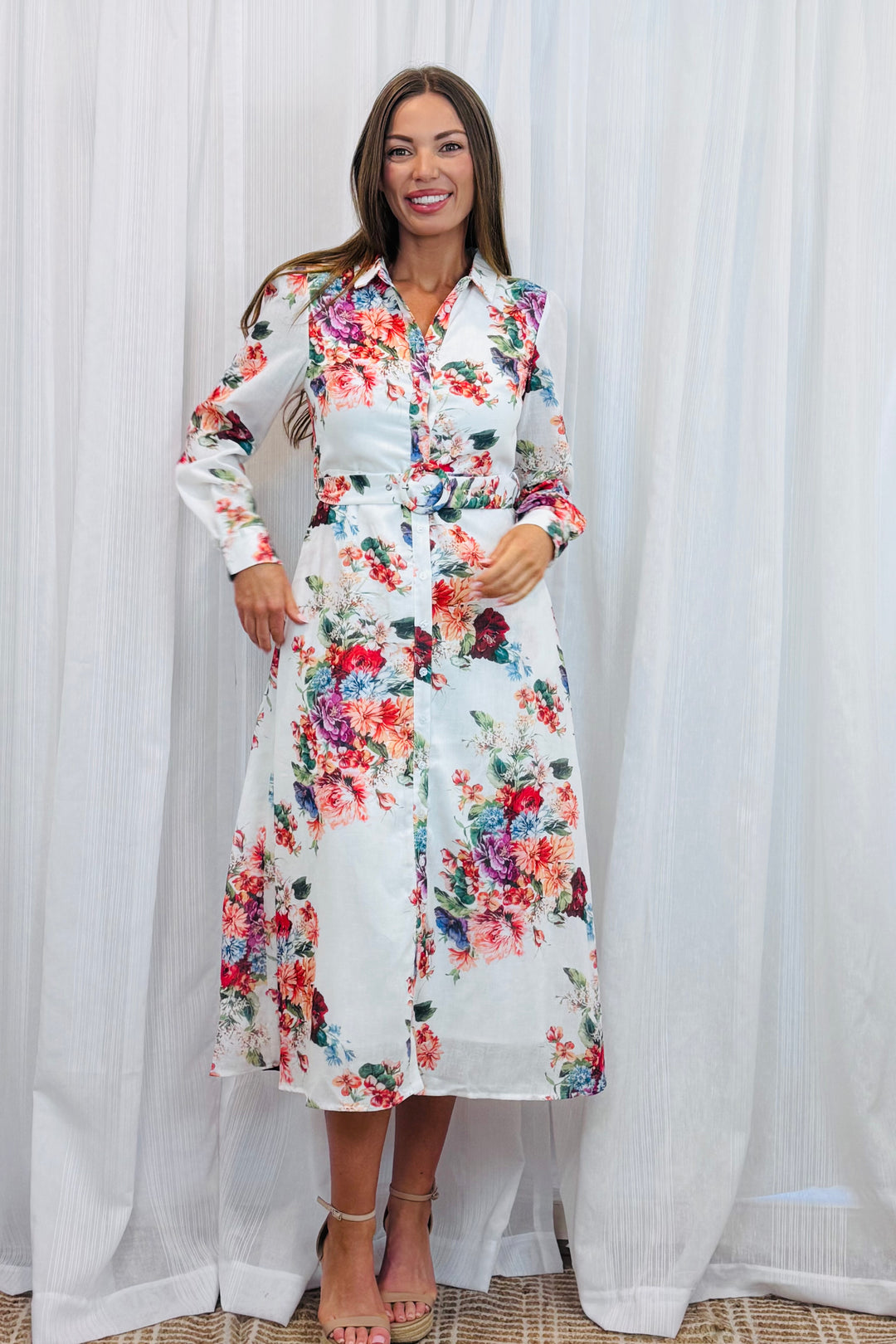 Electra Floral Midi Print Dress