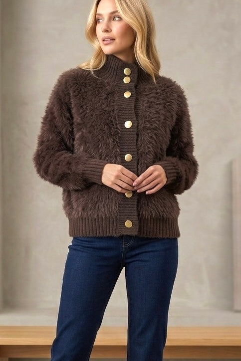 Erica Fluffy Knit in Chocolate