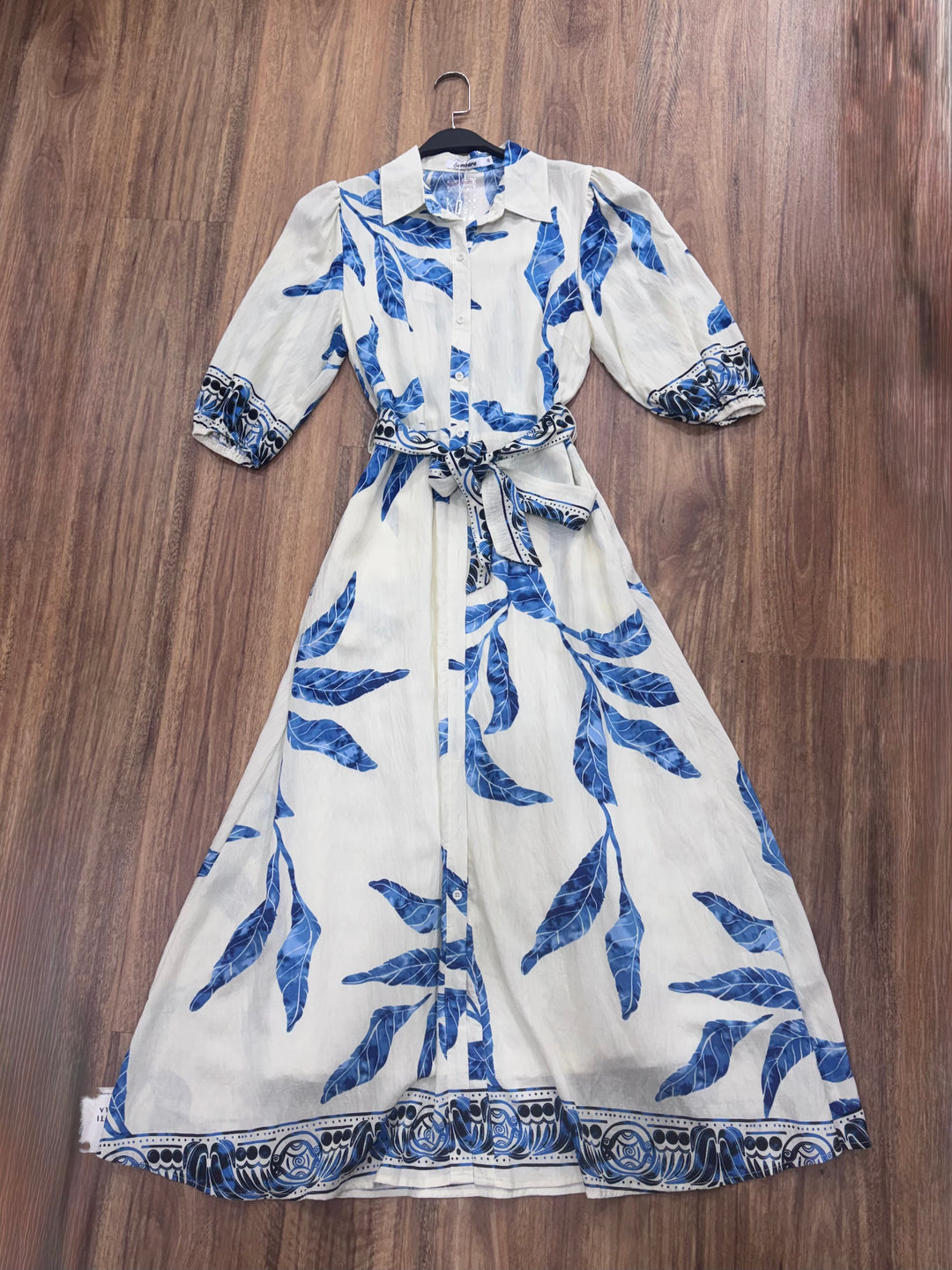 Marlow Off White And Blue Jungle Print Dress