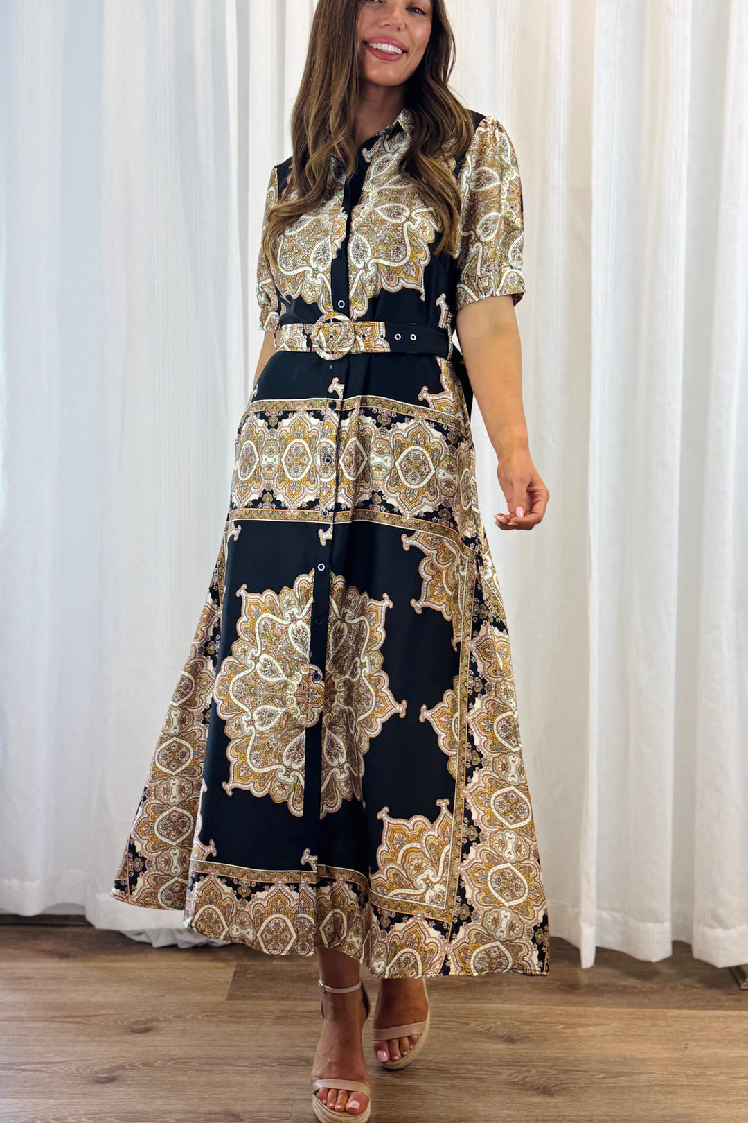 Angelina Midi in Black Multi Print