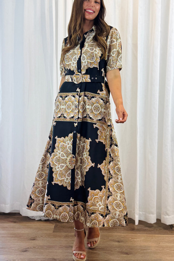 Angelina Midi in Black Multi Print