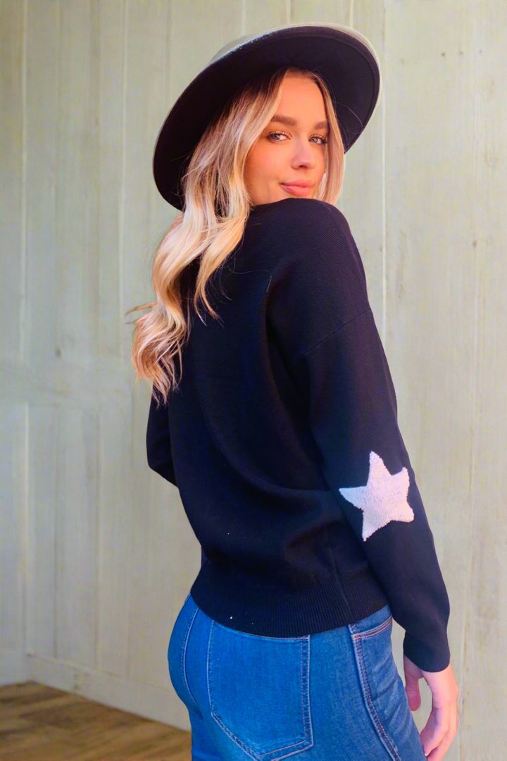 Pia | Black Knit With White Star Detail