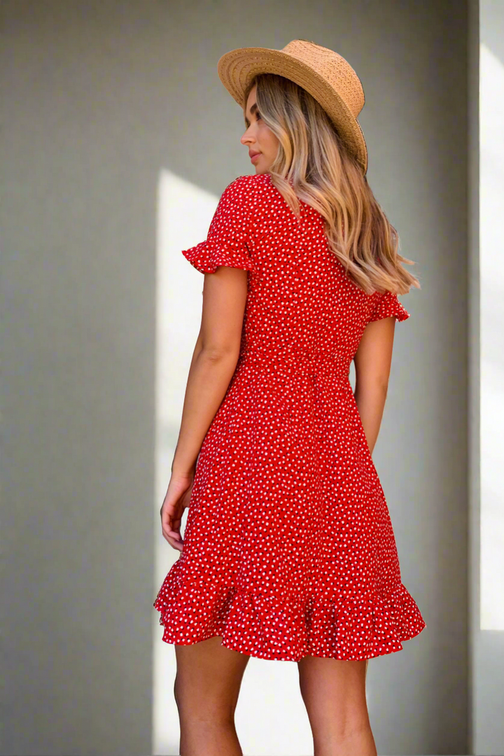 Brandi Wrap Dress In Red Heart Print