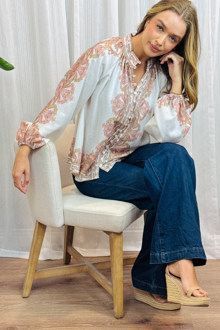 Penelope Embroidered Print Shirt