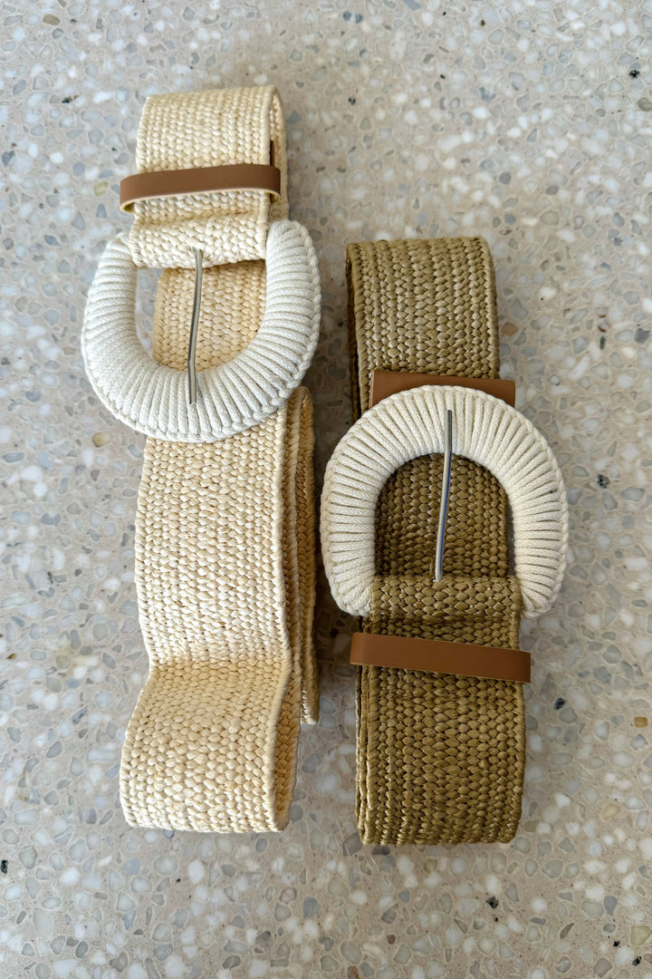 Elsie Rattan Belt With Buckle