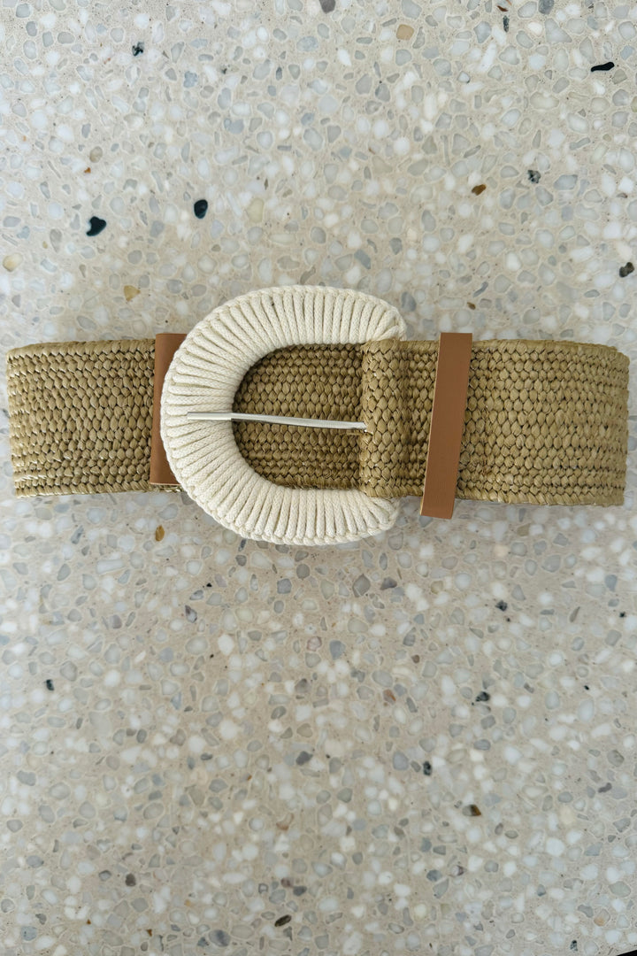 Elsie Rattan Belt With Buckle