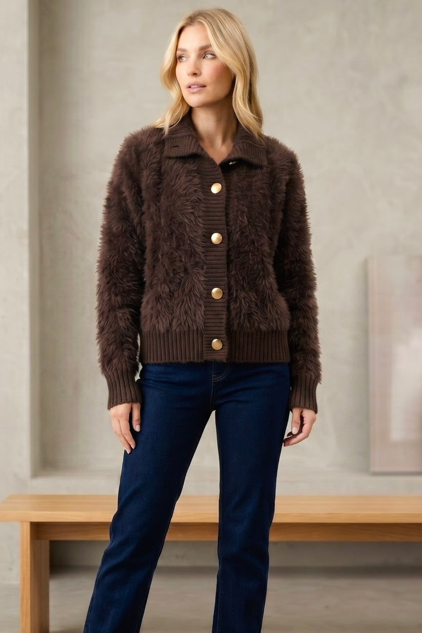 Erica Fluffy Knit in Chocolate