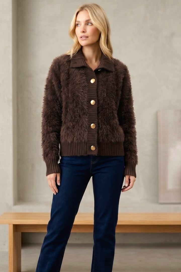 Erica Fluffy Knit in Chocolate