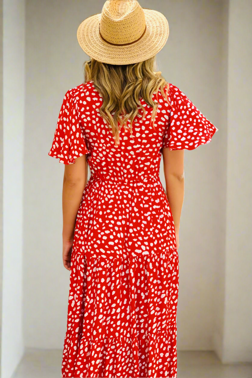 Eliza Maxi in Red And White Print