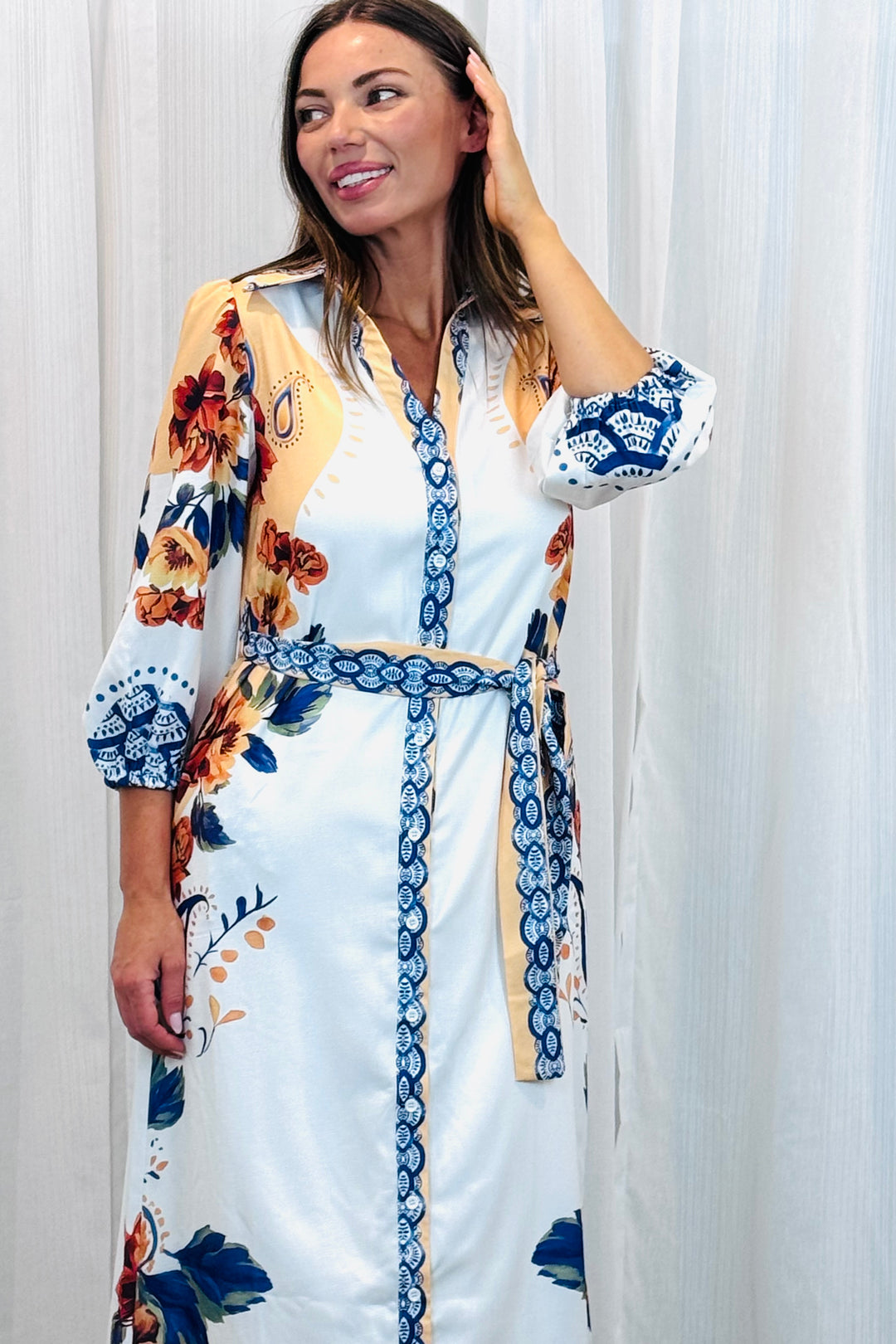 Gia Off White Multi Print Dress