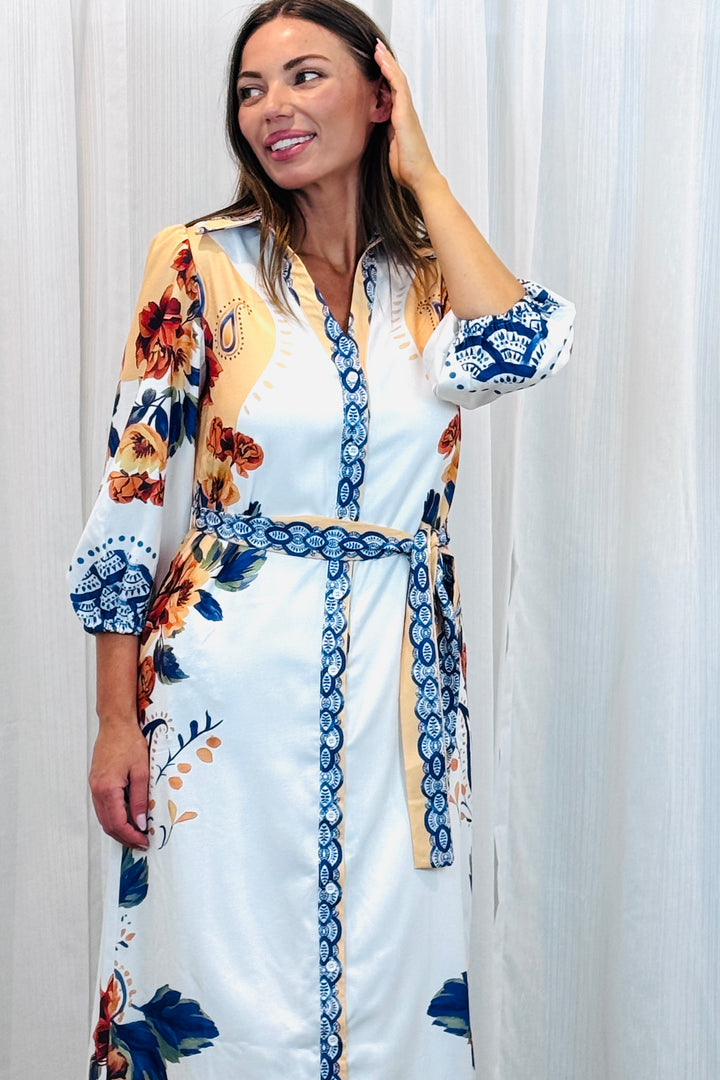 Gia Off White Multi Print Dress