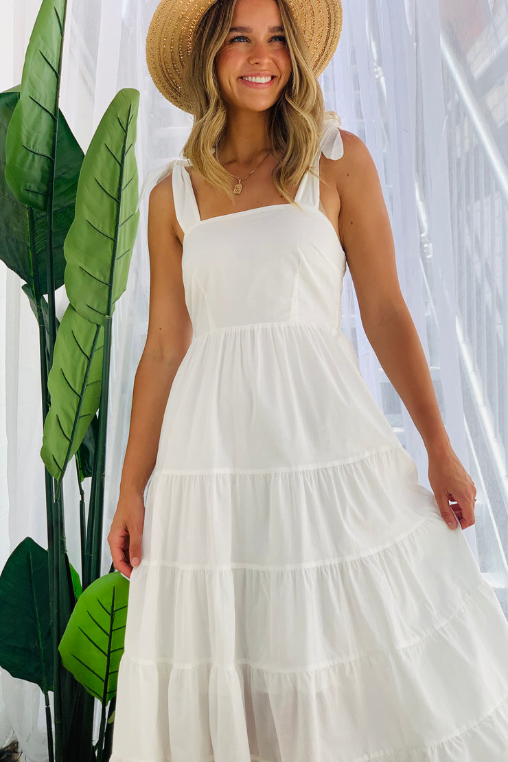 Nelli Bow Tie Maxi Dress in White