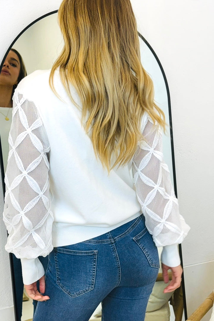 Milani Lace Sleeve Top in White