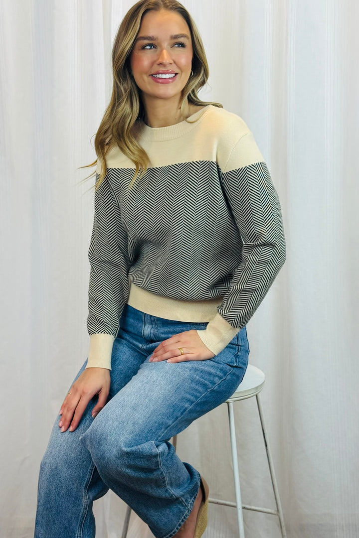 Jessie Knit Top in Cream and Black