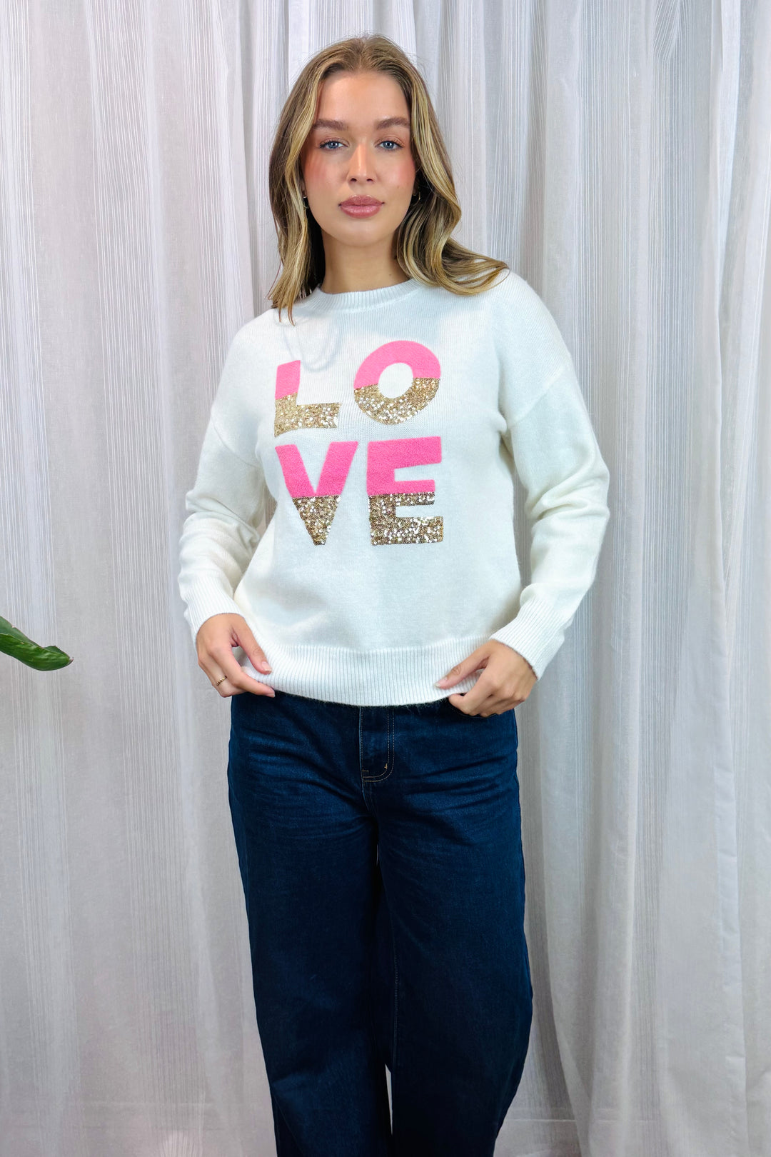 Nelly Love Top in White With Sequin Detail