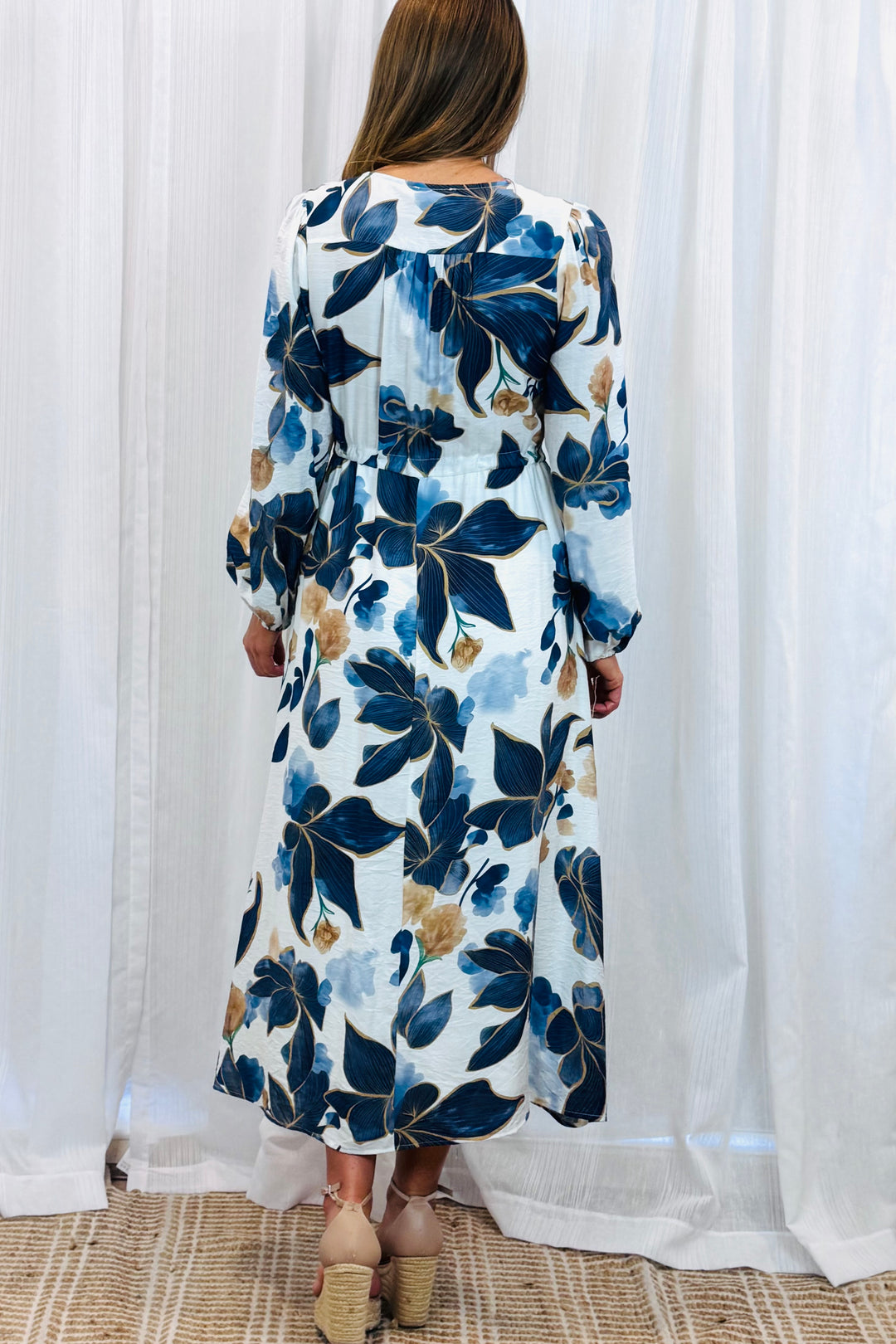 Yolanda Drawstring Multi Print Dress