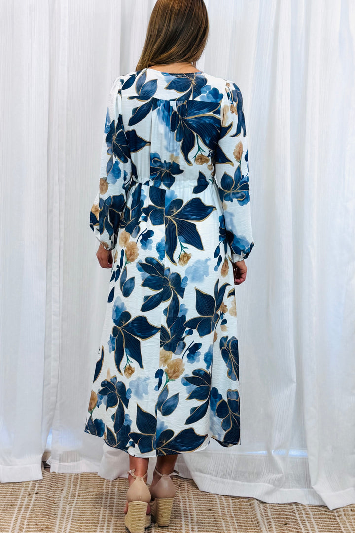 Yolanda Drawstring Multi Print Dress