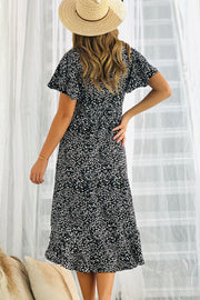 Alyssa | Polka Dot Maxi Wrap Dress in Black