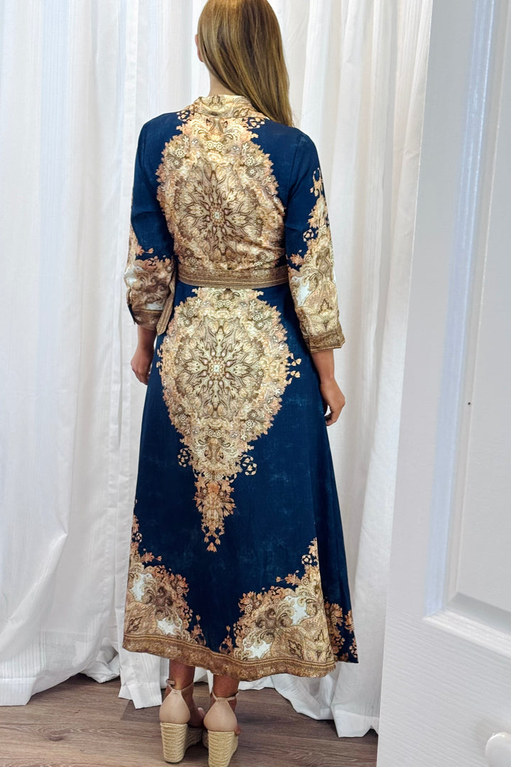 Marni Embroidered Print Dress in Navy